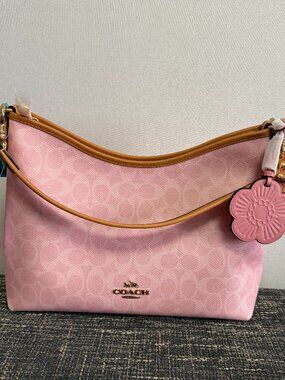 NWT Coach Gold/Powder Pink Laurel Shoulder Bag With Charms CEL12